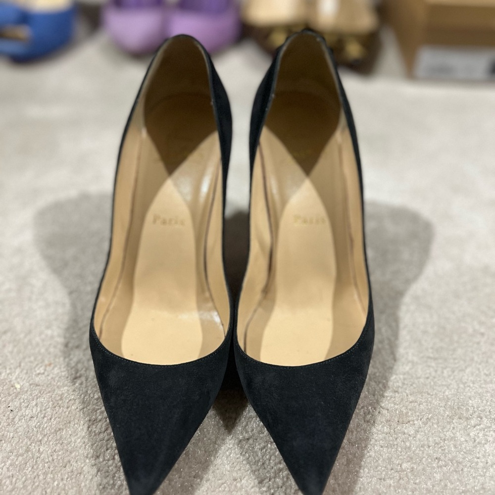 Christian Louboutin Grey Suede Pigalle Pumps 85mm